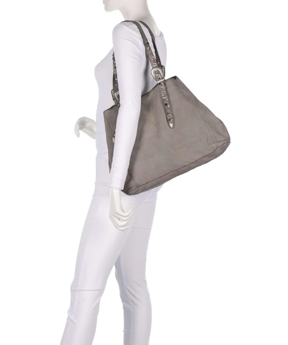 Shopper genarbtes Rindsleder grau