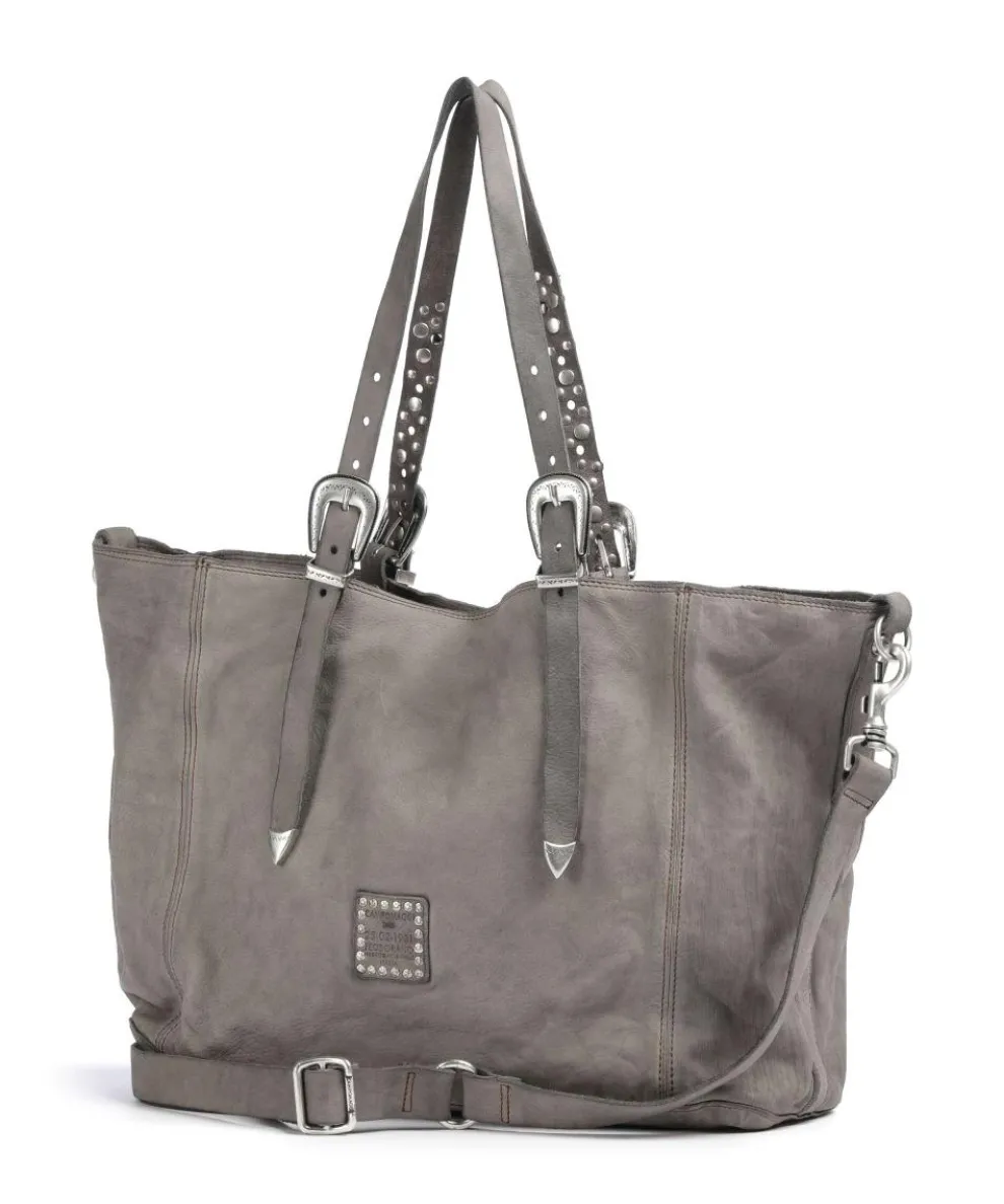 Shopper genarbtes Rindsleder grau