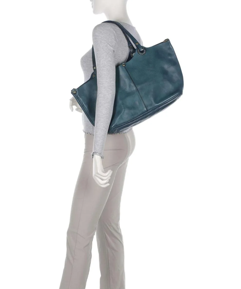 Shopper genarbtes Rindsleder petrol