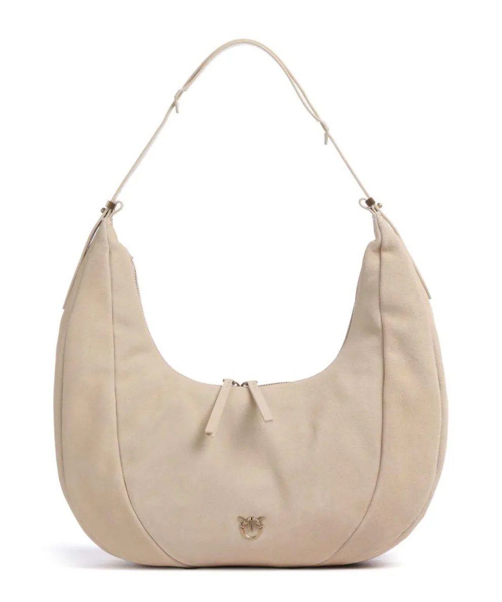 Slouchy Big Beuteltasche aufgerautes Kalbsleder beige