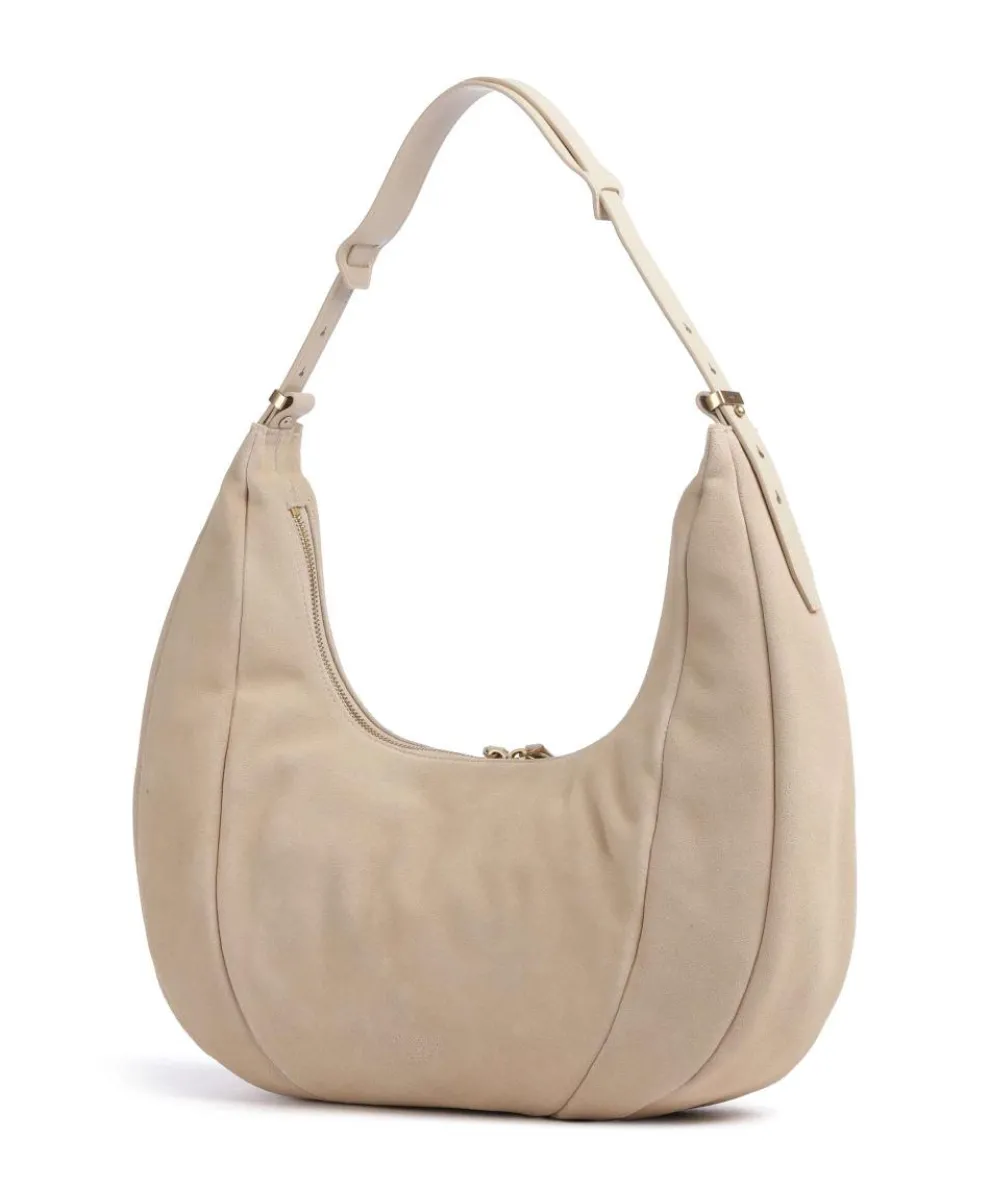 Slouchy Big Beuteltasche aufgerautes Kalbsleder beige