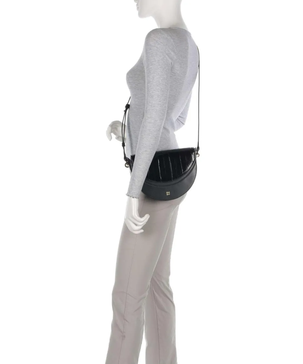 Smile Bag Schultertasche genarbtes Leder schwarz