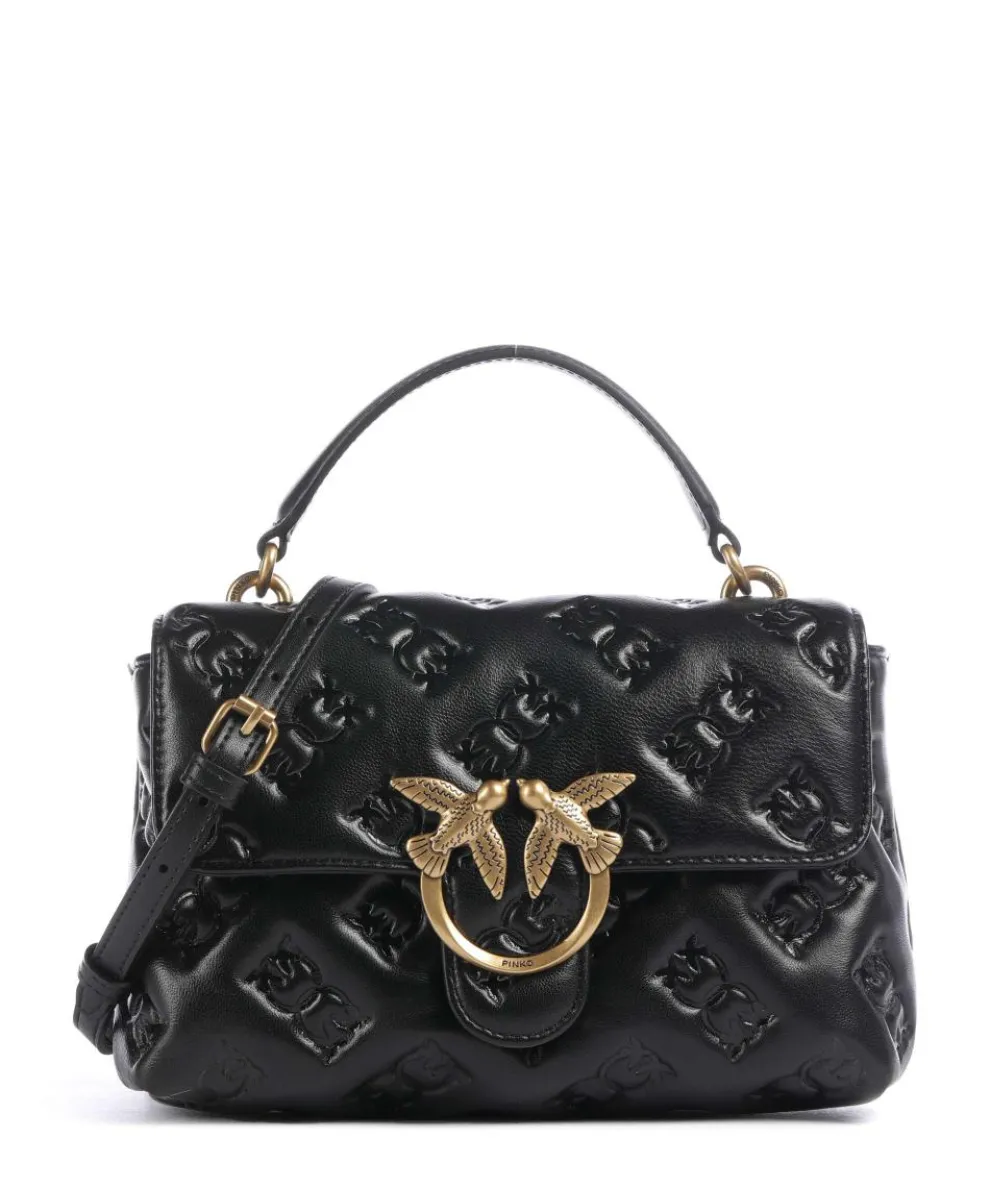 Love Lady Puff Mini Handtasche geprägtes Leder schwarz