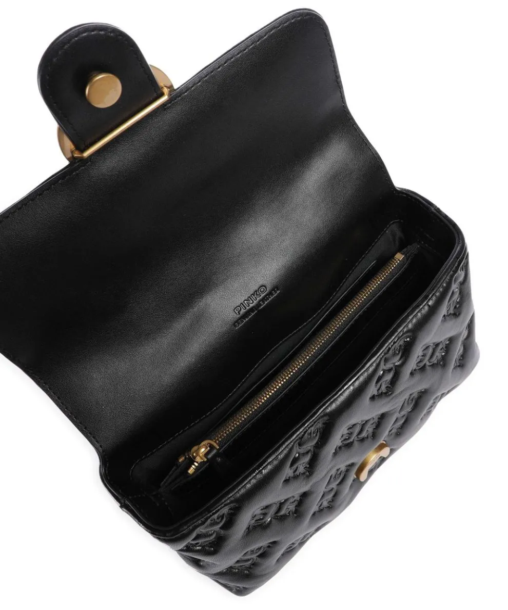 Love Lady Puff Mini Handtasche geprägtes Leder schwarz