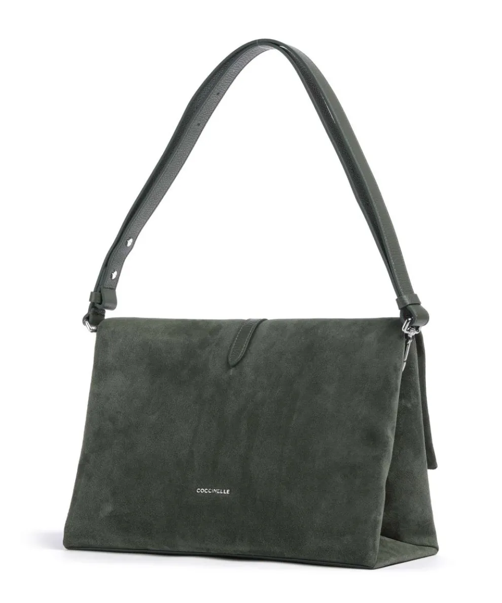 Dorian Schultertasche aufgerautes Rindsleder dunkelgrün