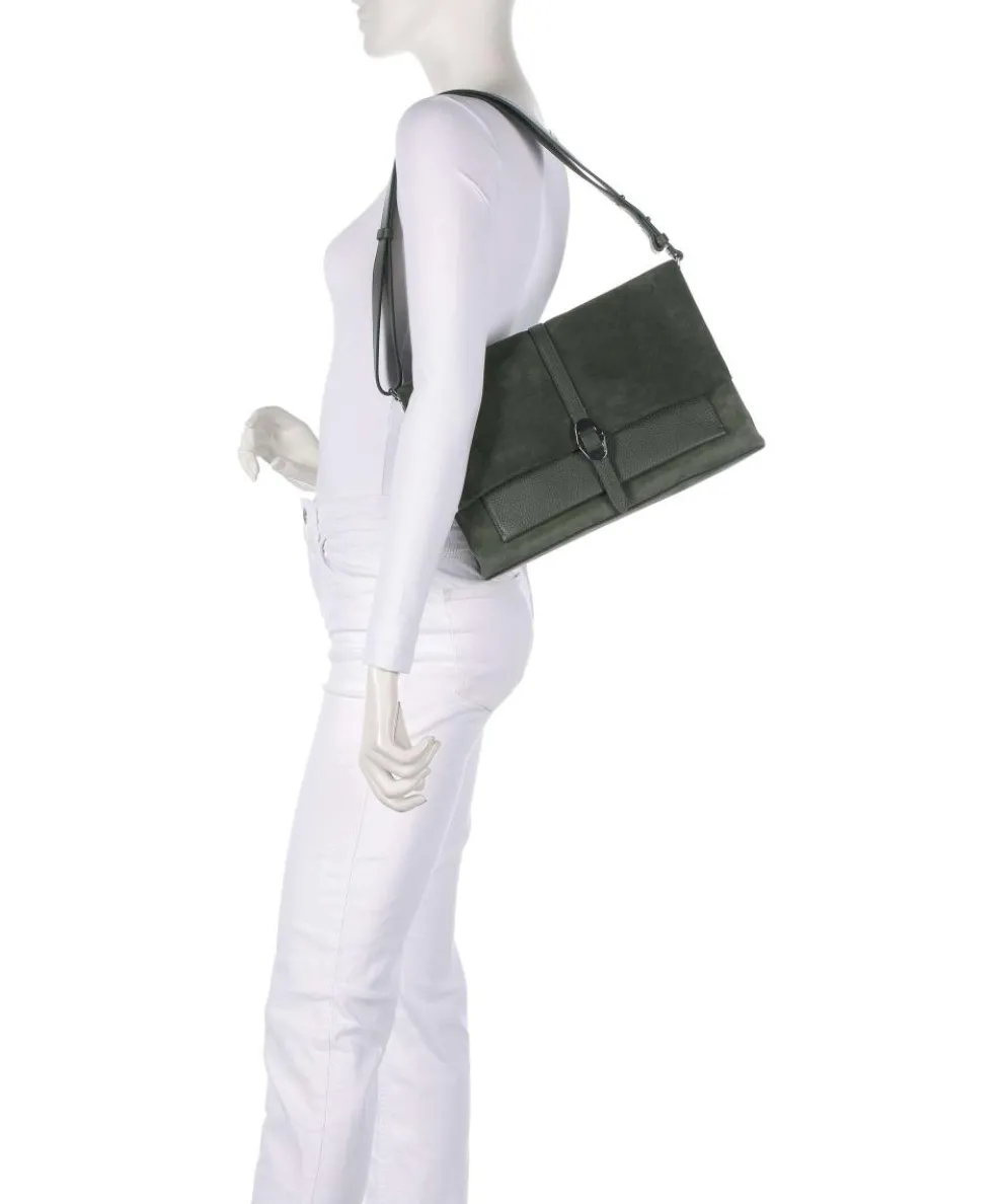 Dorian Schultertasche aufgerautes Rindsleder dunkelgrün