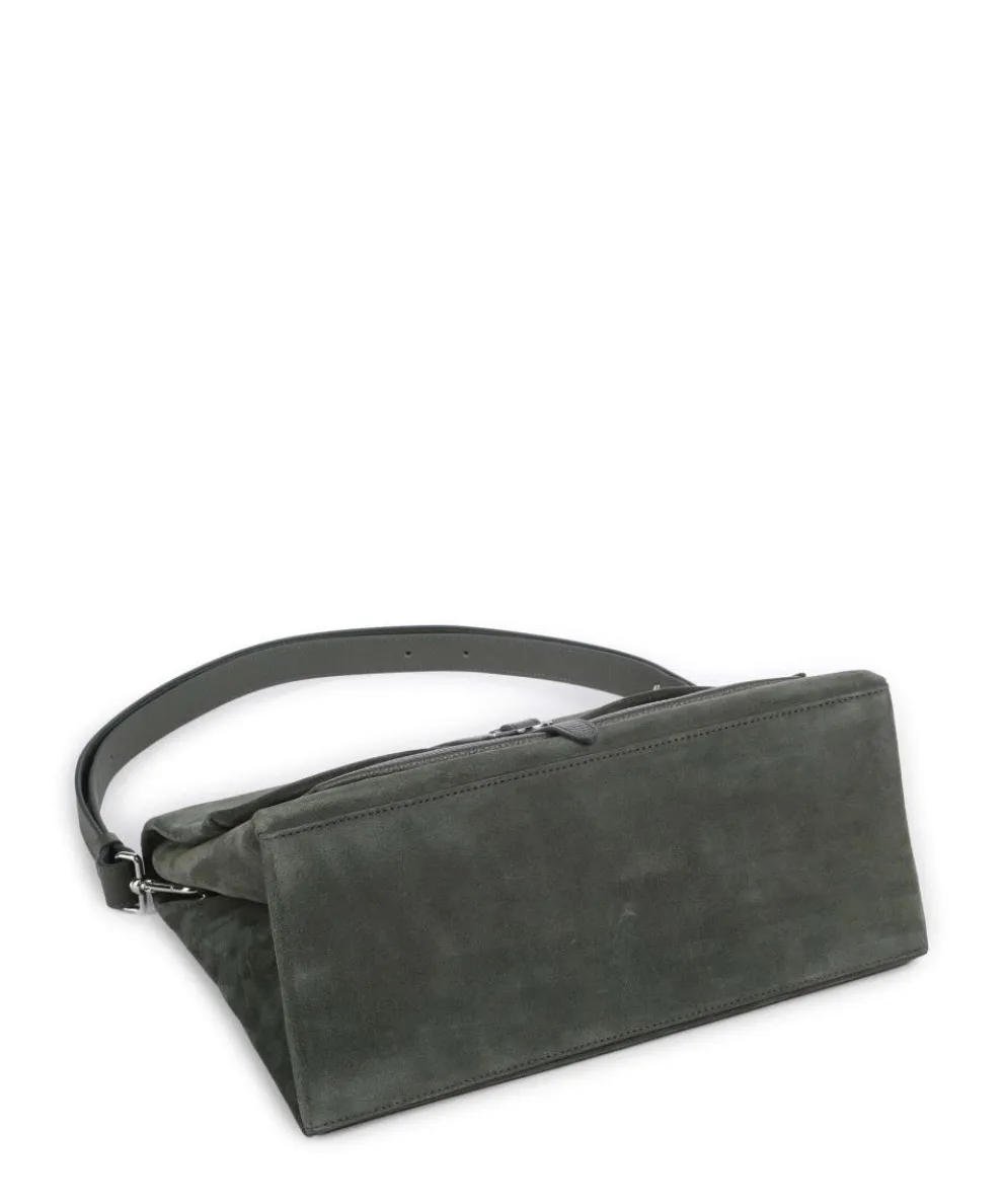 Dorian Schultertasche aufgerautes Rindsleder dunkelgrün