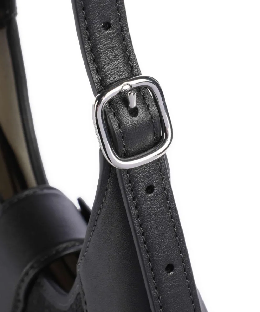 Spade Flower Jacquard Schultertasche Textil, fein genarbtes Rindsleder schwarz