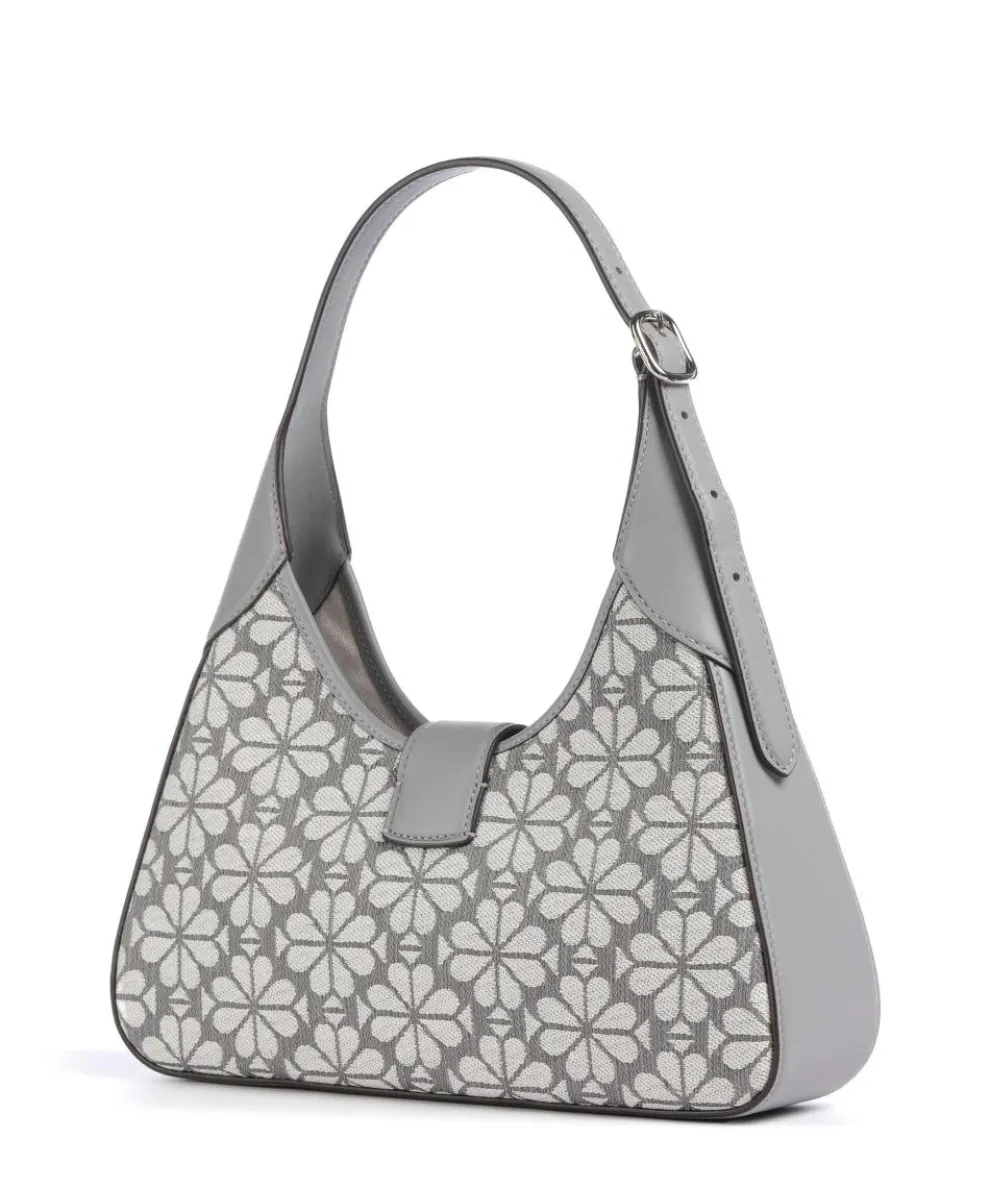 Spade Flower Jacquard Schultertasche Textil, fein genarbtes Rindsleder grau