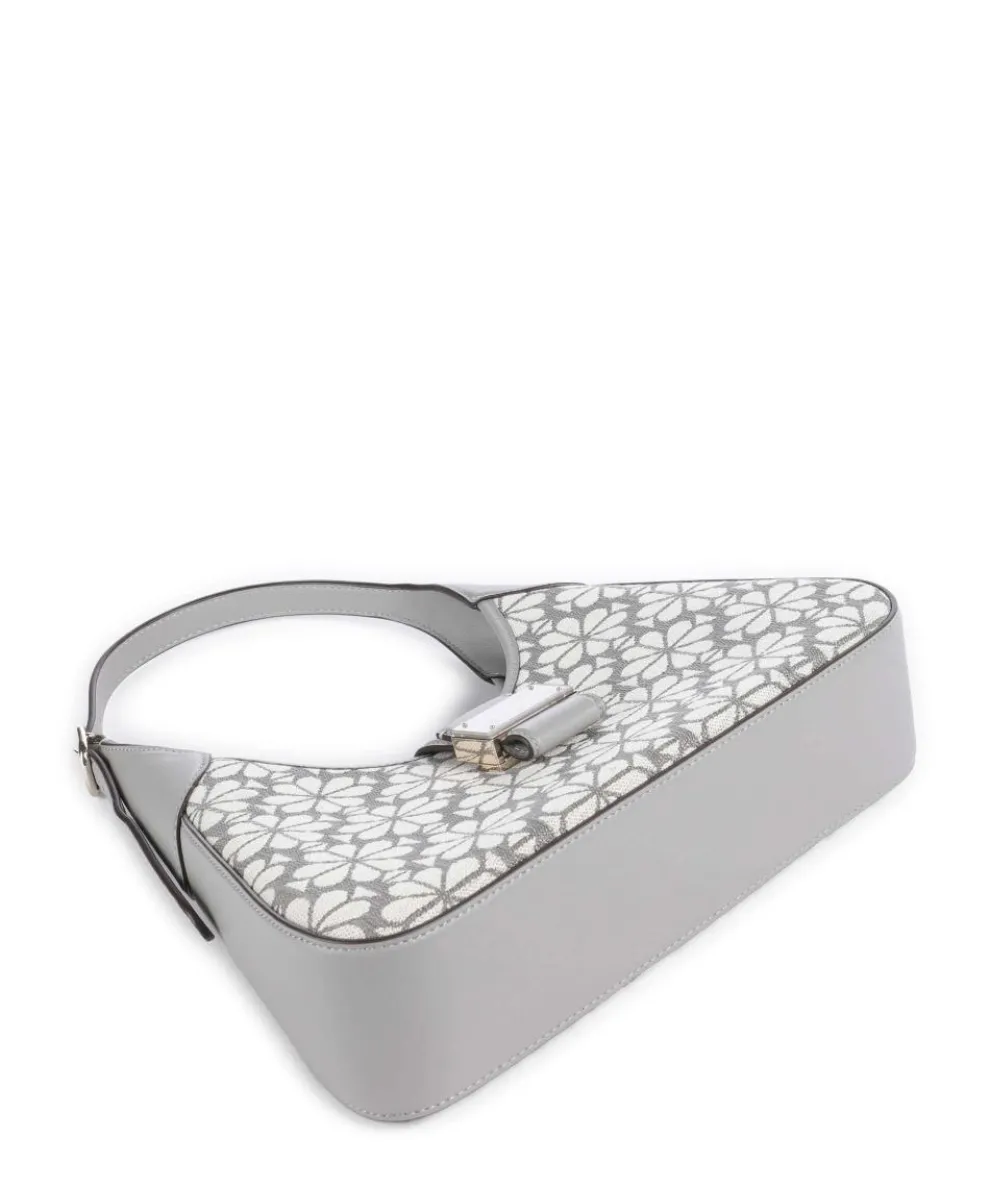 Spade Flower Jacquard Schultertasche Textil, fein genarbtes Rindsleder grau