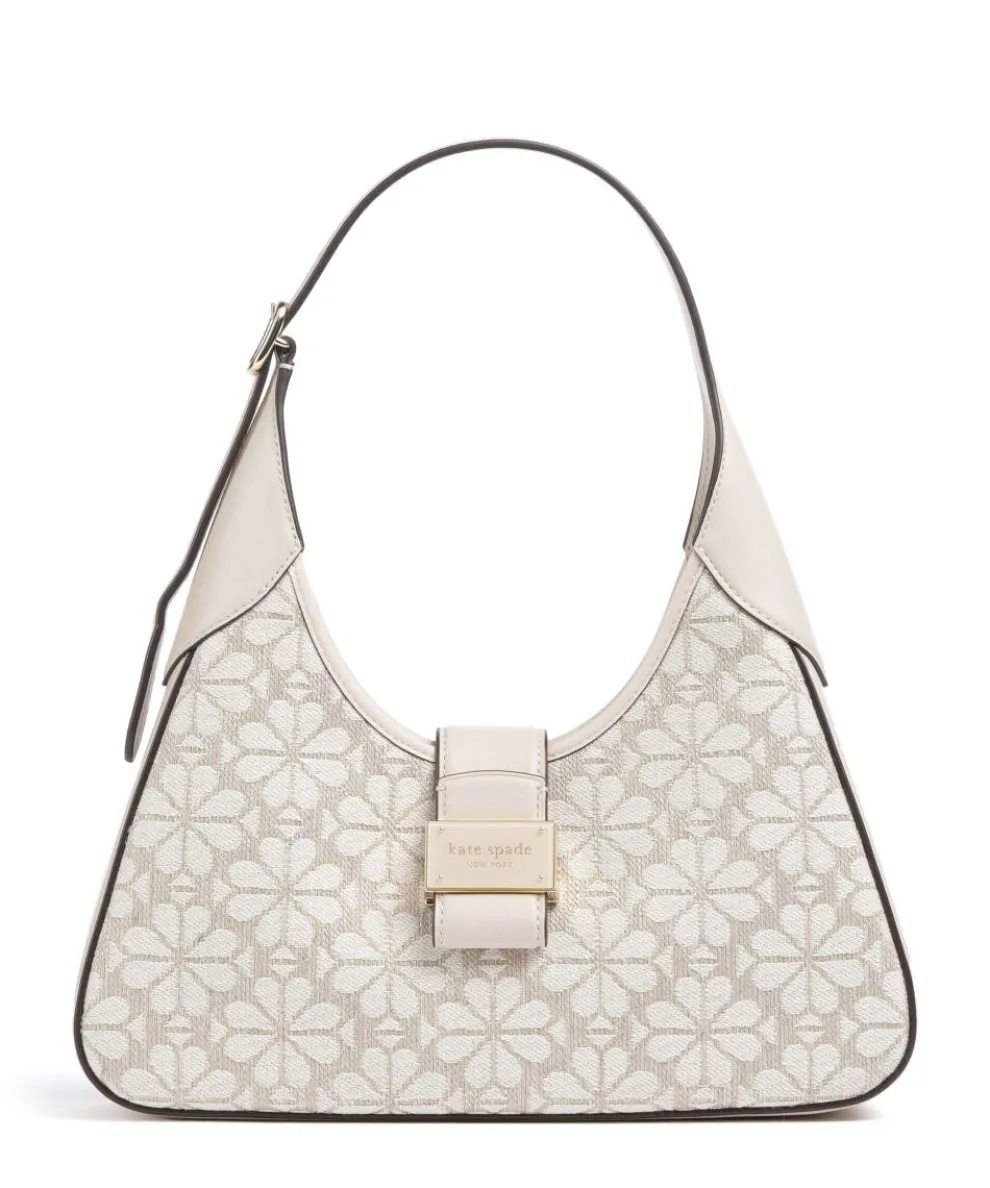 Spade Flower Jacquard Schultertasche Textil, fein genarbtes Rindsleder natur