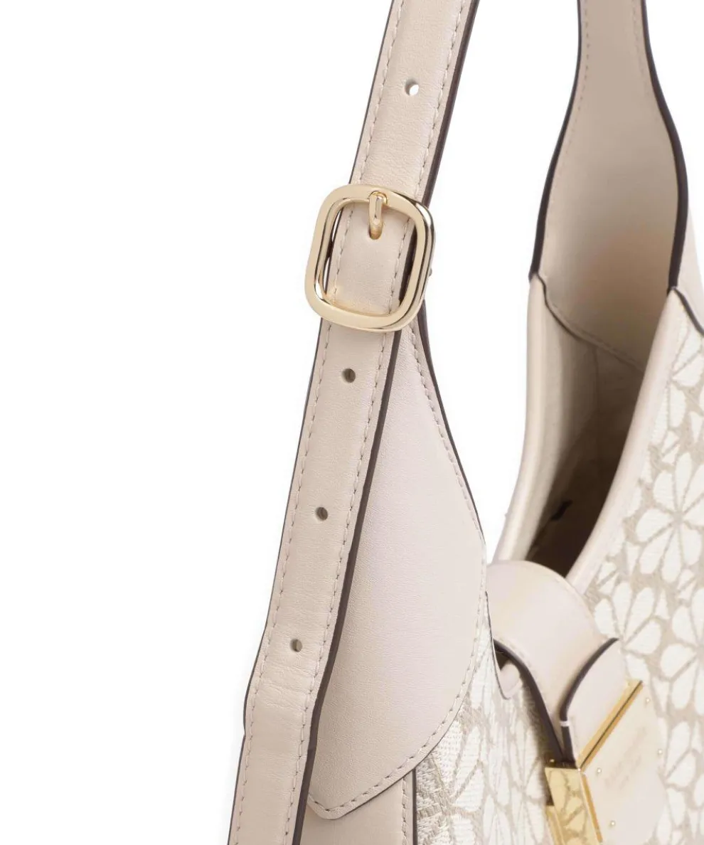 Spade Flower Jacquard Schultertasche Textil, fein genarbtes Rindsleder natur