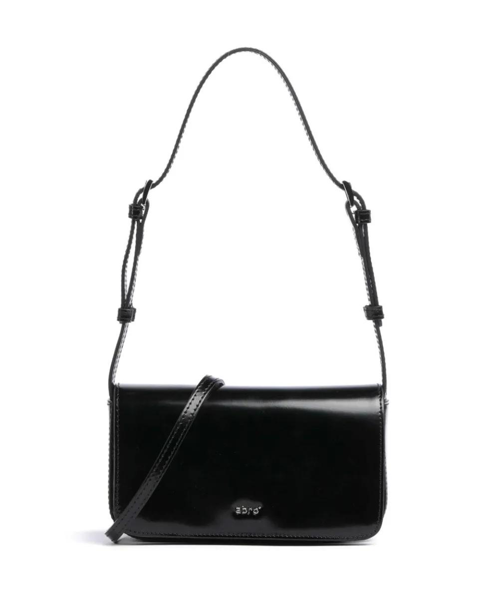 Specchio Charming Schultertasche glattes Rindsleder schwarz