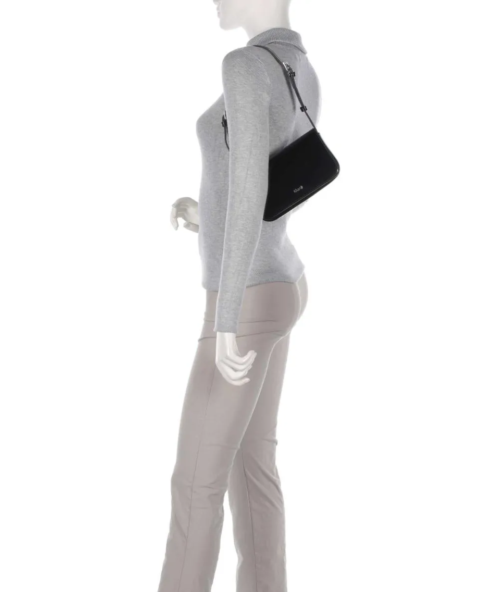 Specchio Charming Schultertasche glattes Rindsleder schwarz