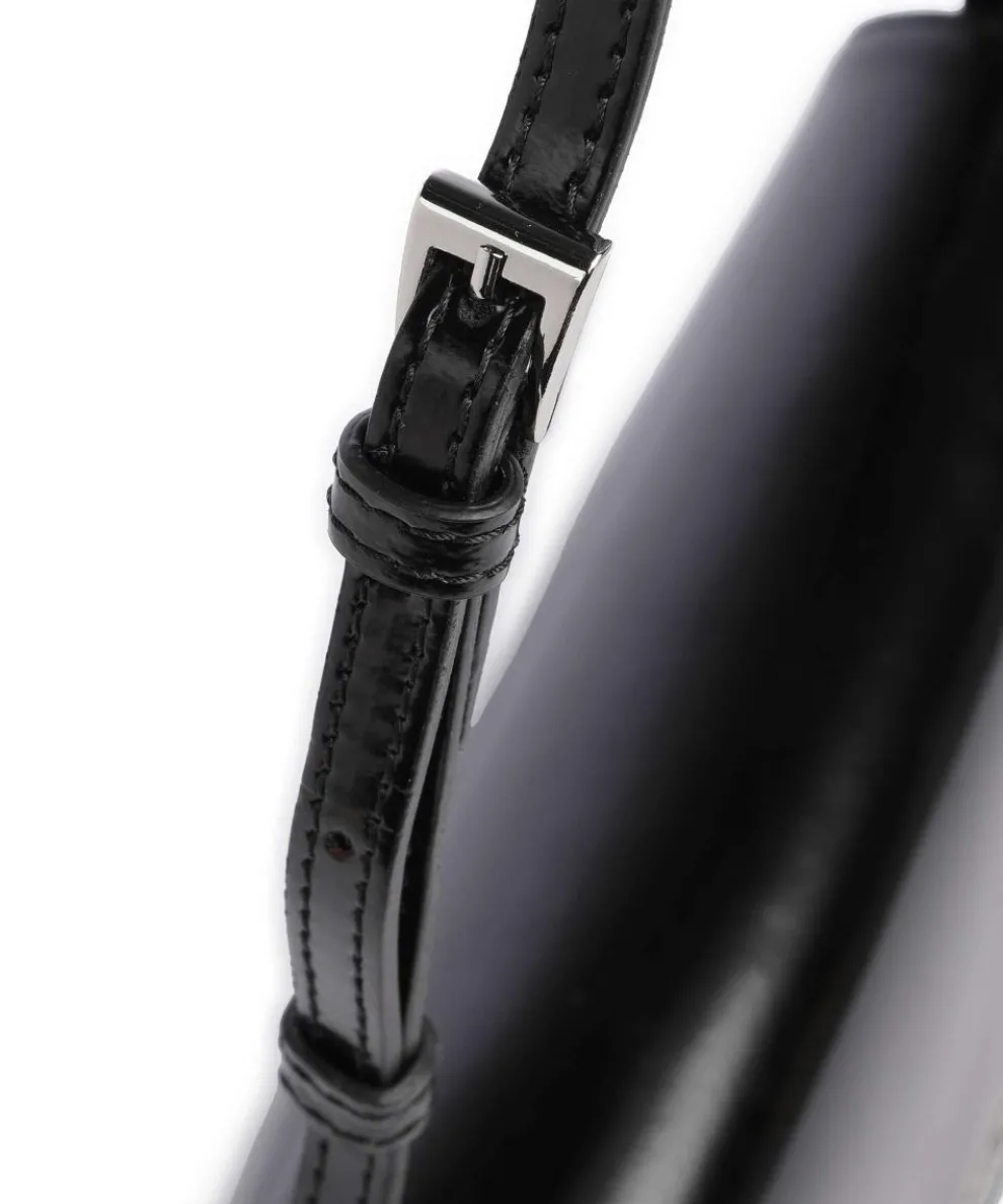 Specchio Charming Schultertasche glattes Rindsleder schwarz