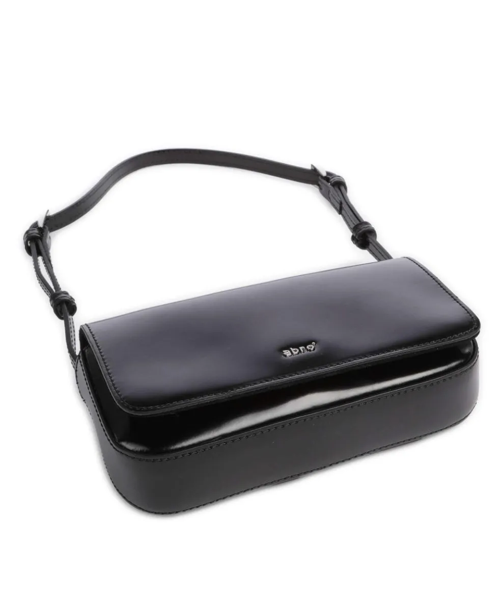 Specchio Charming Schultertasche glattes Rindsleder schwarz