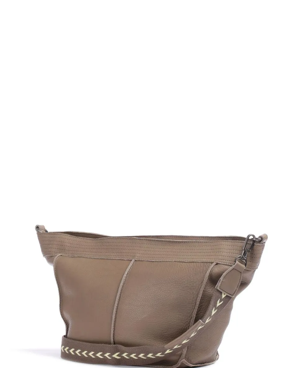 Stines Schultertasche genarbtes Leder taupe