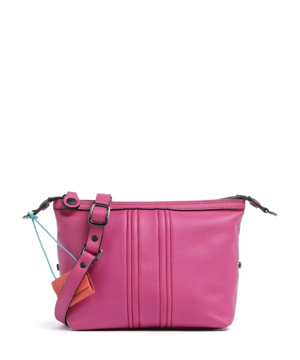 Stripes Funny Umhängetasche genarbtes Kalbsleder pink