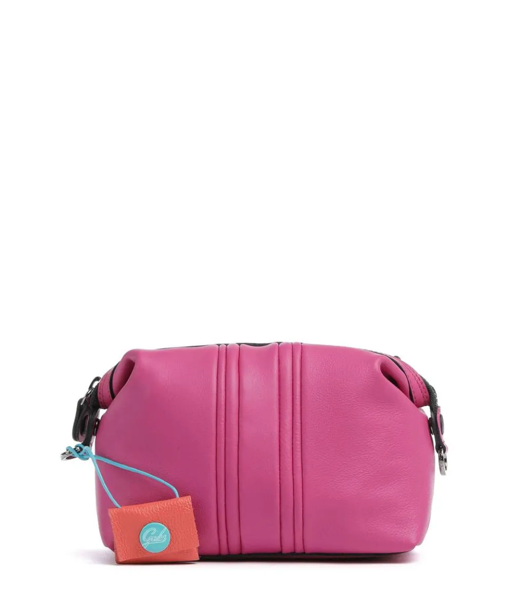 Stripes Funny Umhängetasche genarbtes Kalbsleder pink