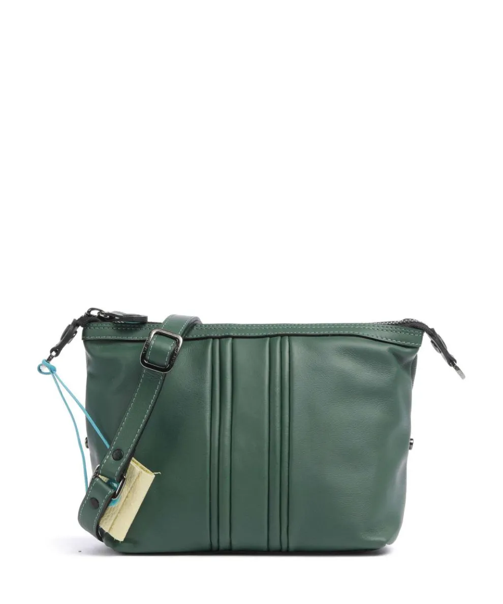 Stripes Funny Umhängetasche genarbtes Kalbsleder grün