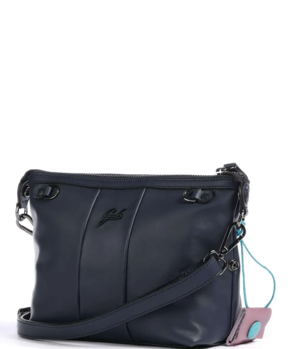 Stripes Funny Umhängetasche genarbtes Kalbsleder dunkelblau