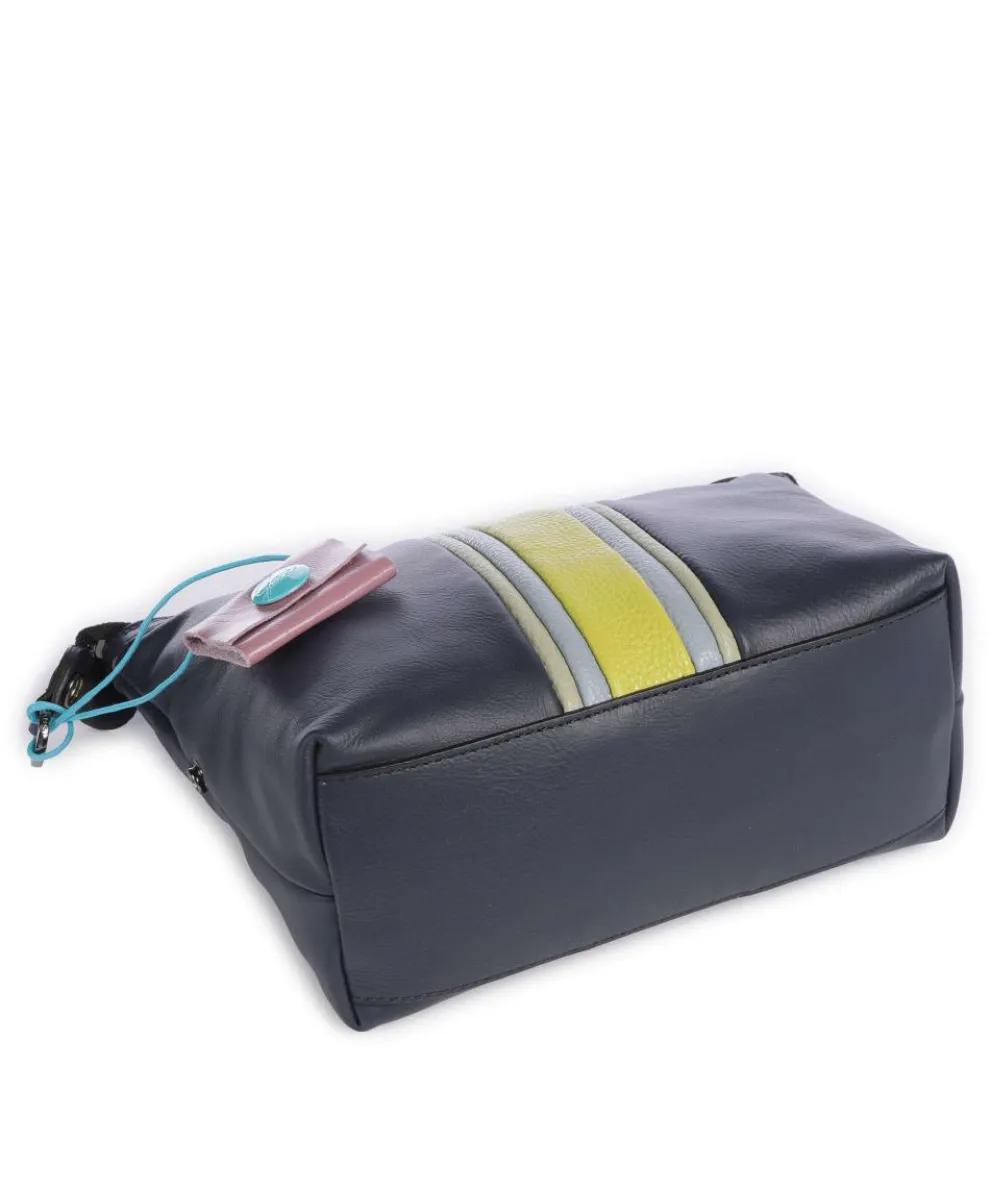 Stripes Funny Umhängetasche genarbtes Kalbsleder dunkelblau