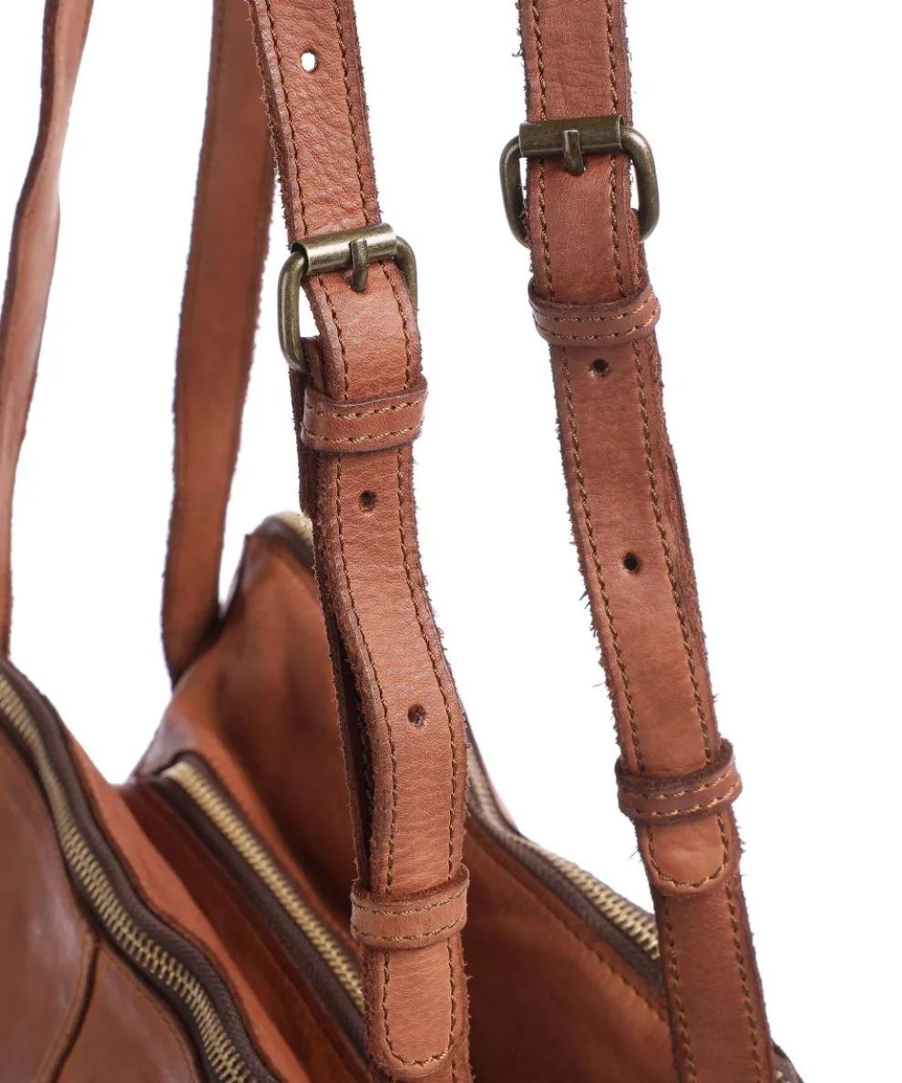 Submarine Beuteltasche genarbtes Leder cognac