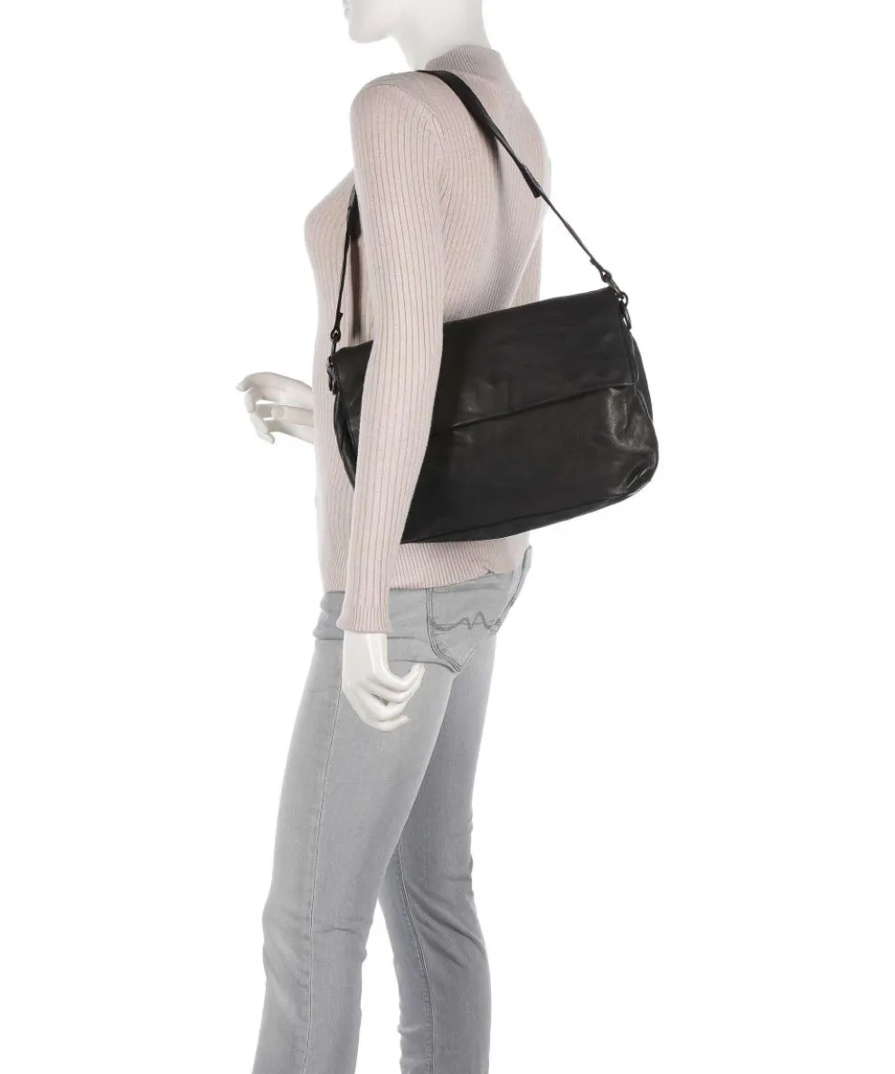 Submarine Schultertasche Rindsleder schwarz