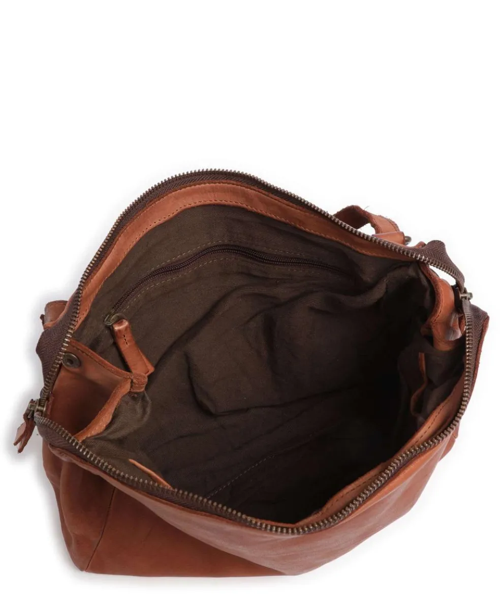 Submarine Schultertasche genarbtes Rindsleder cognac