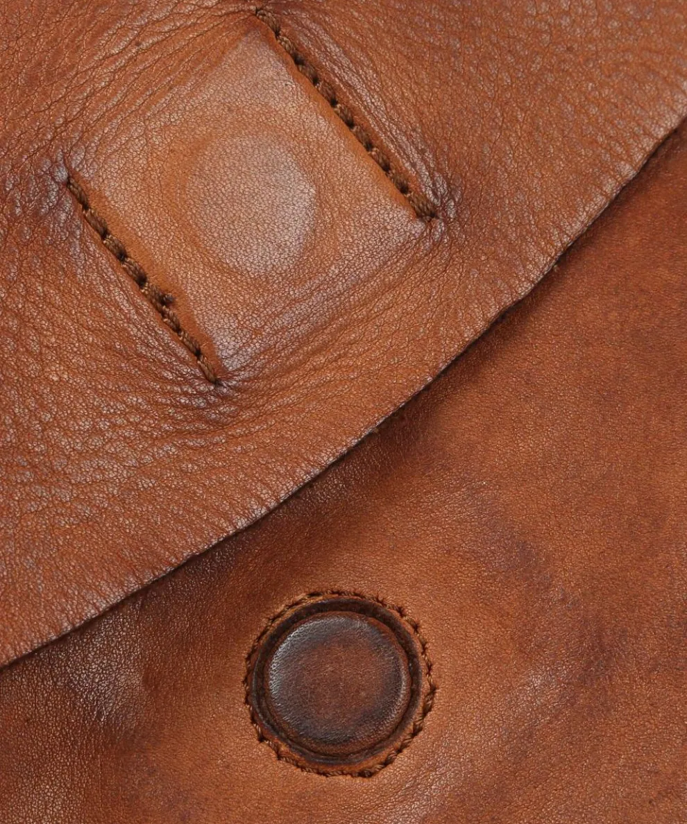 Submarine Schultertasche genarbtes Rindsleder cognac