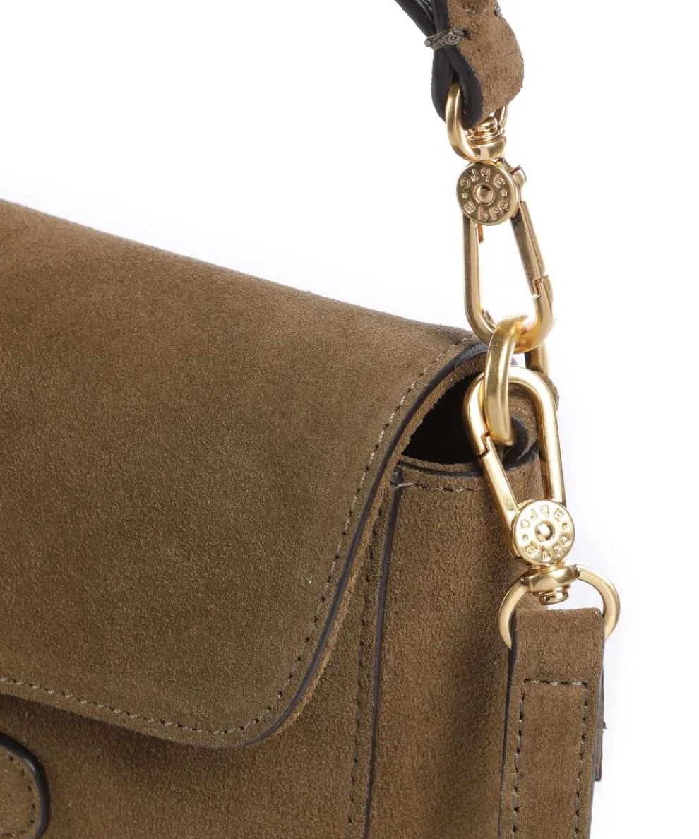 Suede Camilla Schultertasche aufgerautes Leder olivgrün