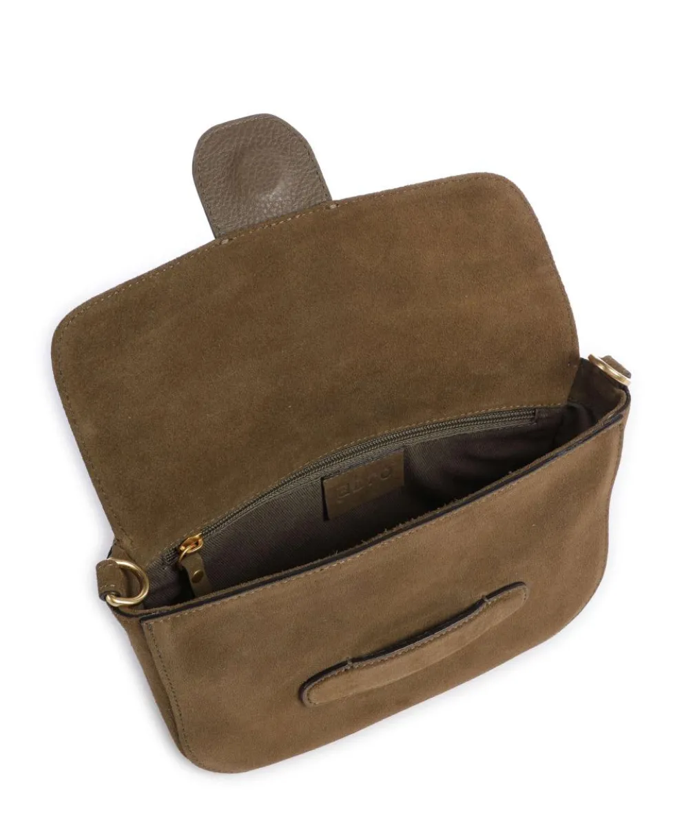 Suede Camilla Schultertasche aufgerautes Leder olivgrün