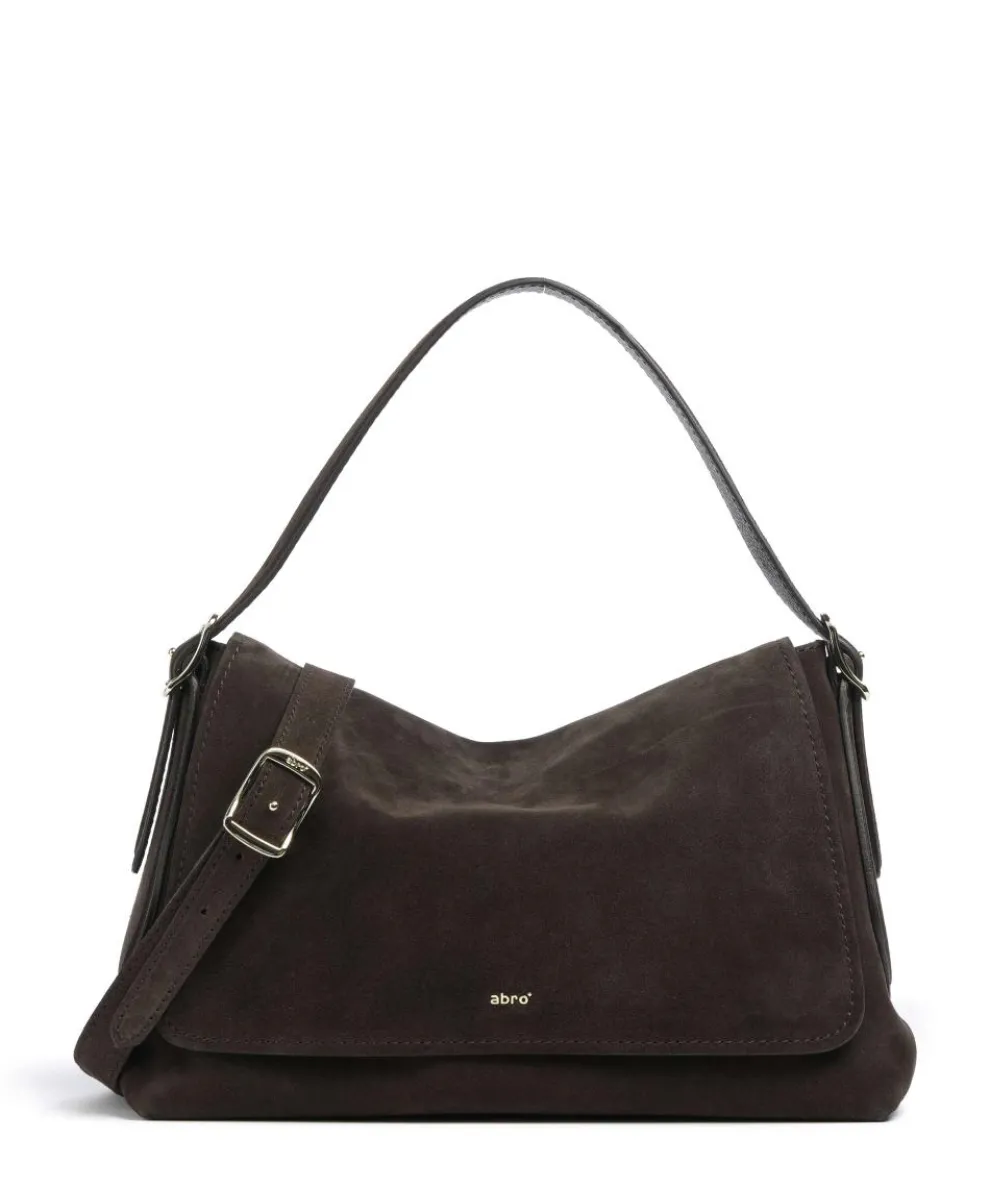 Suede Carina Beuteltasche aufgerautes Leder dunkelbraun