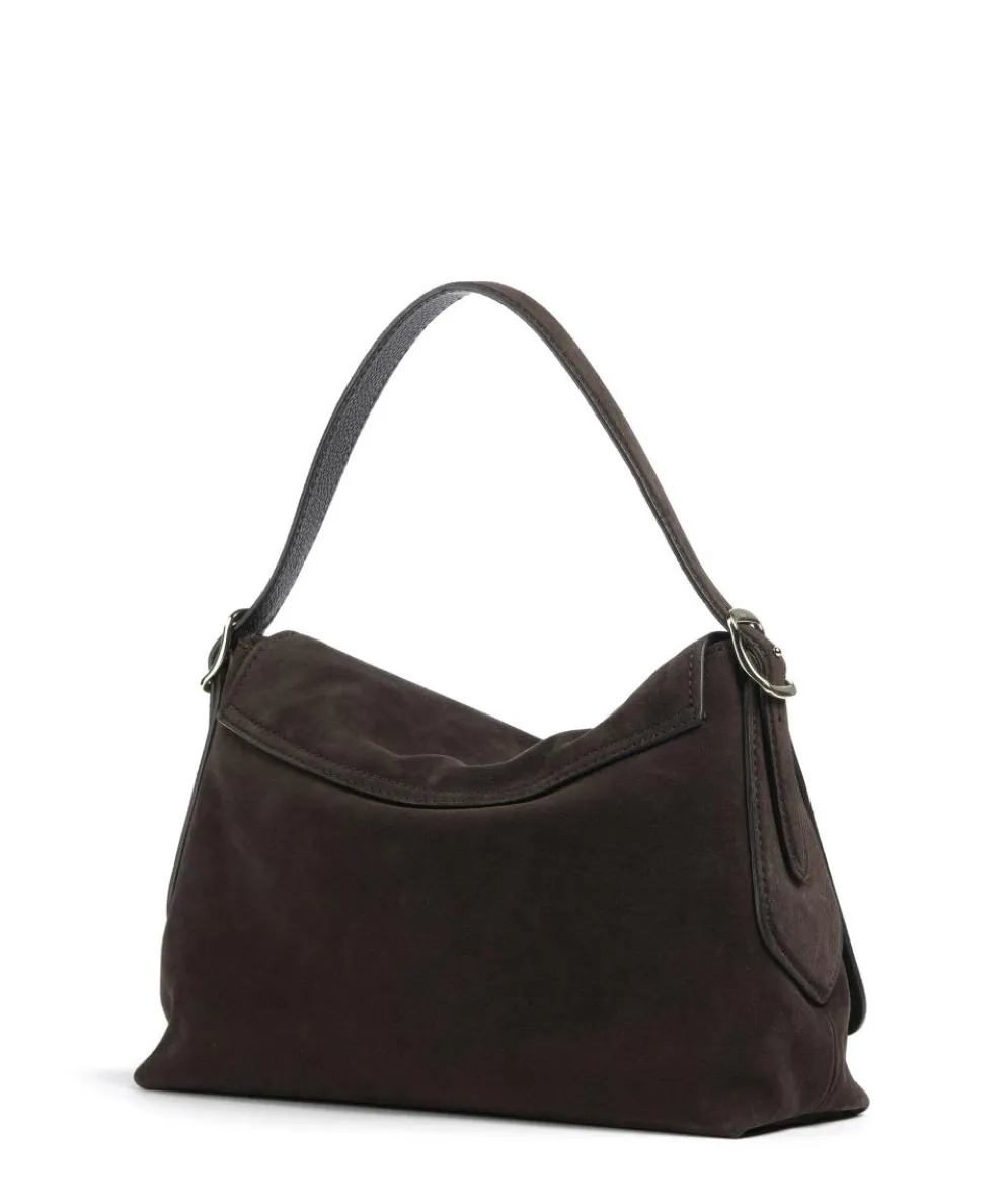 Suede Carina Beuteltasche aufgerautes Leder dunkelbraun