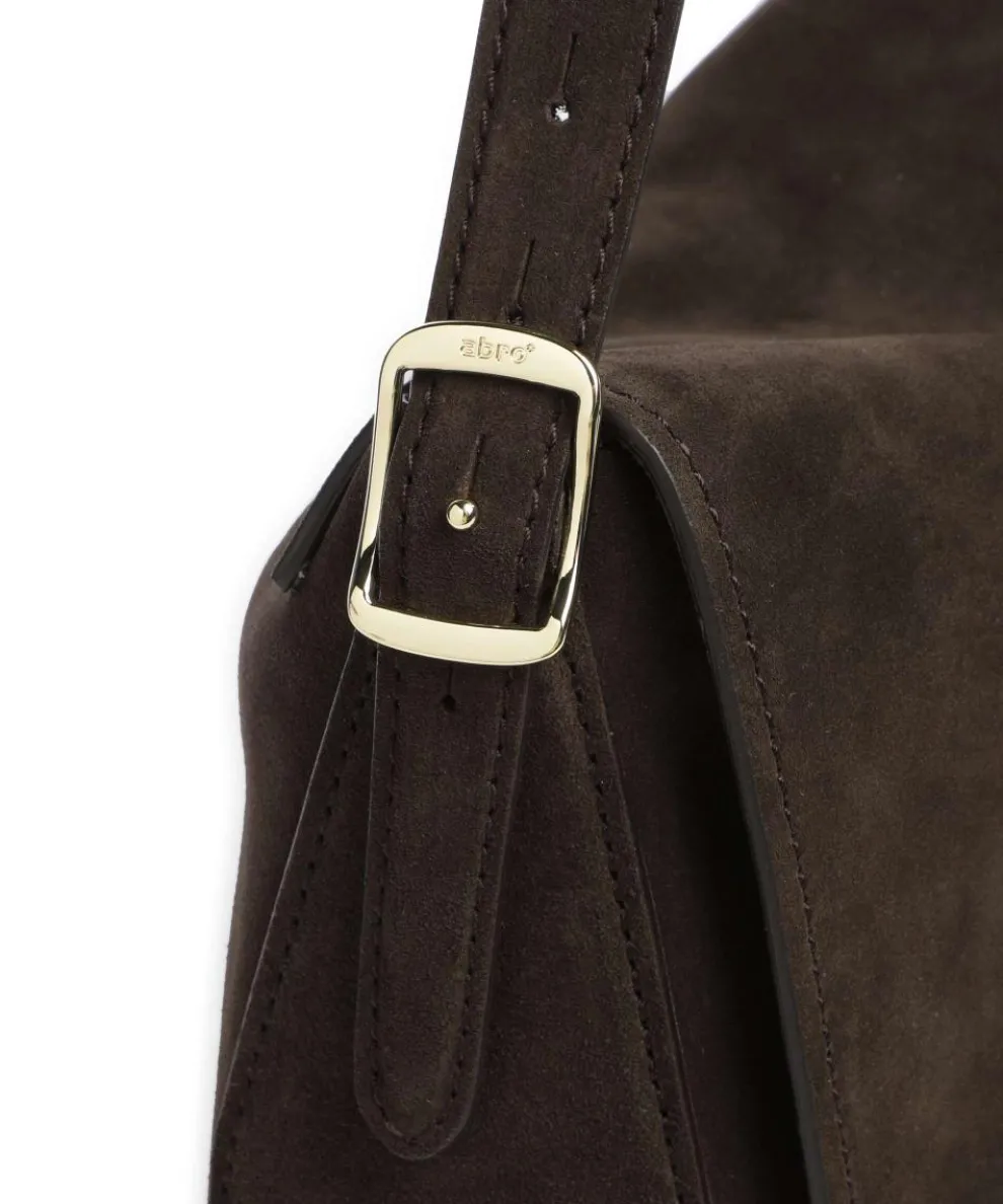 Suede Carina Beuteltasche aufgerautes Leder dunkelbraun