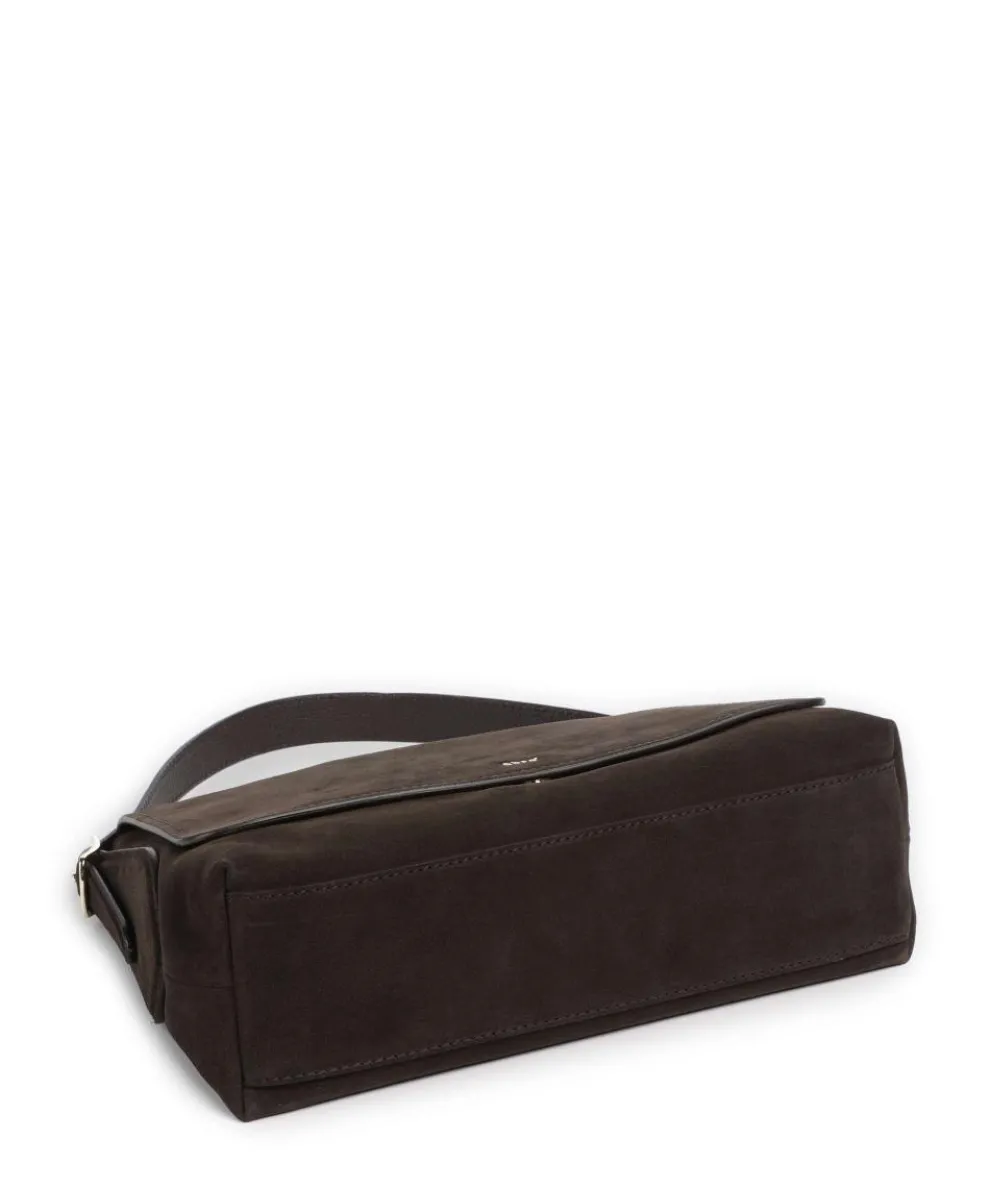 Suede Carina Beuteltasche aufgerautes Leder dunkelbraun