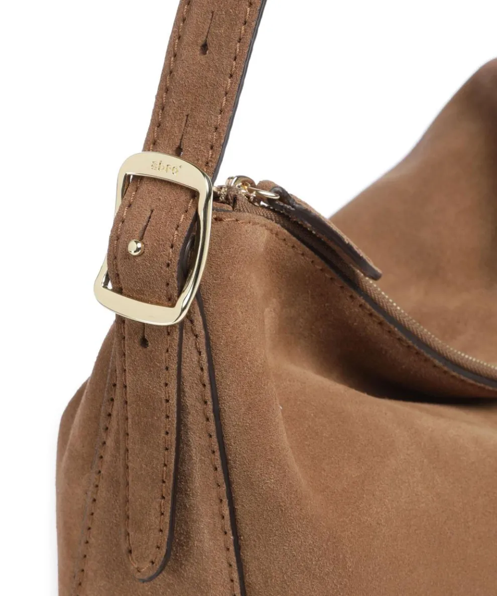 Suede Carina Beuteltasche aufgerautes Leder camel