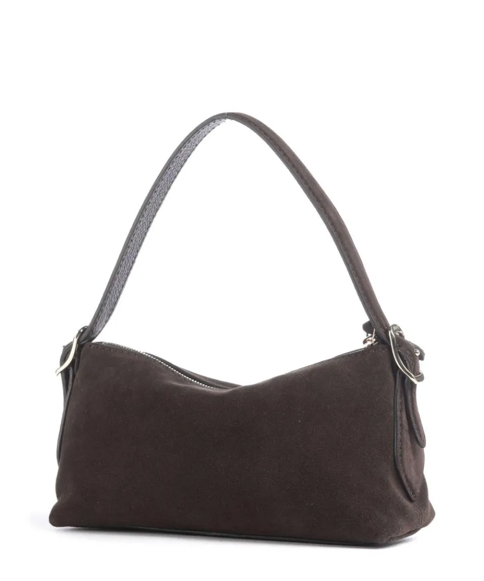 Suede Carina Schultertasche aufgerautes Leder dunkelbraun