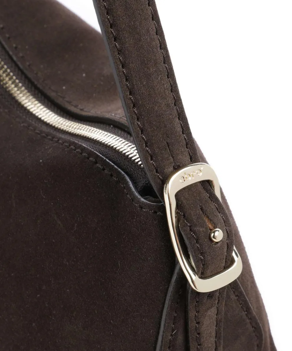 Suede Carina Schultertasche aufgerautes Leder dunkelbraun
