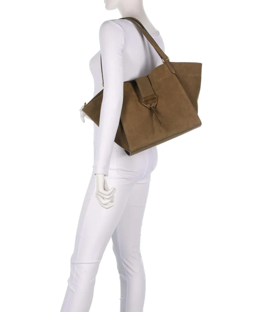 Suede Temi Shopper aufgerautes Leder olivgrün