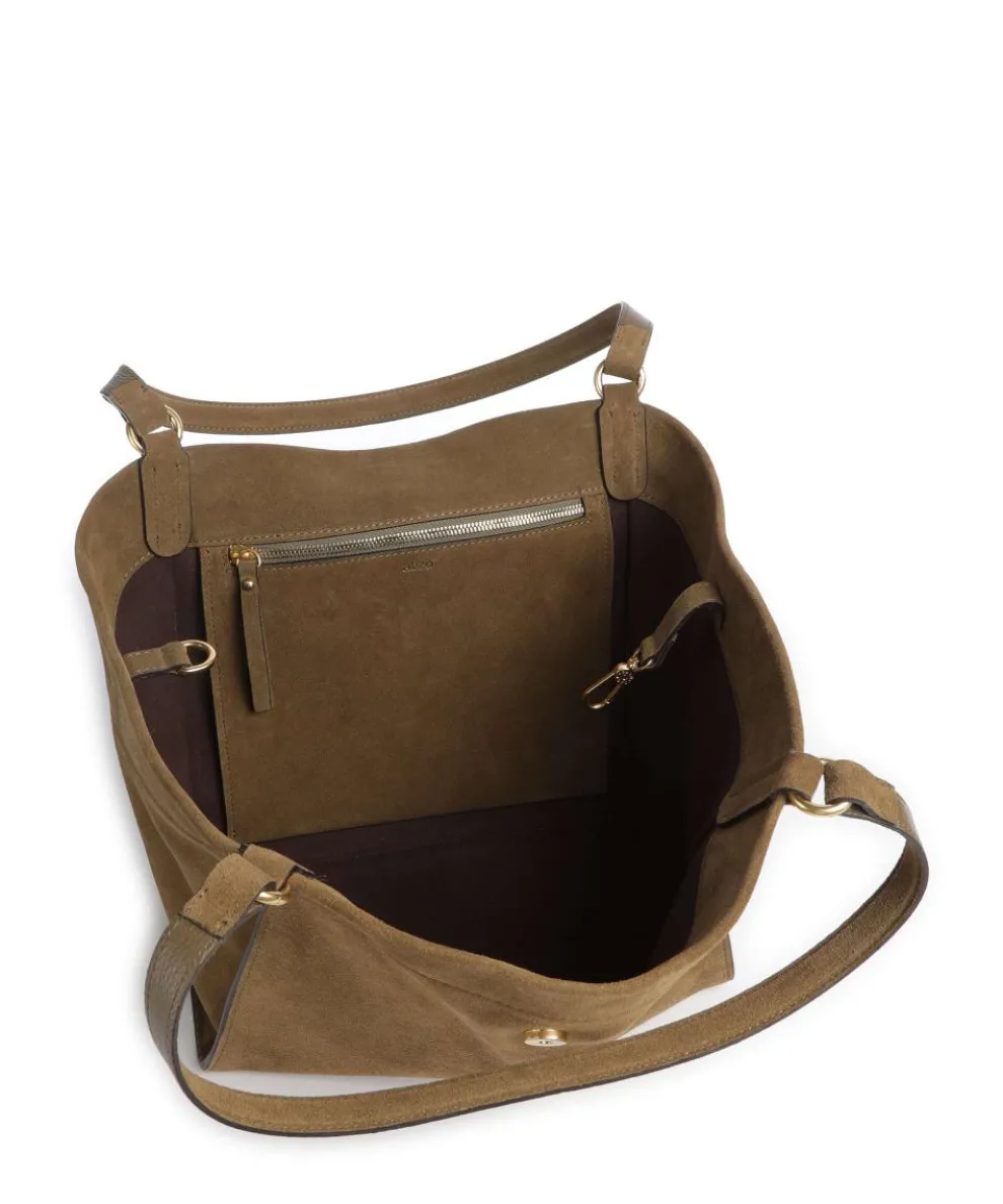 Suede Temi Shopper aufgerautes Leder olivgrün