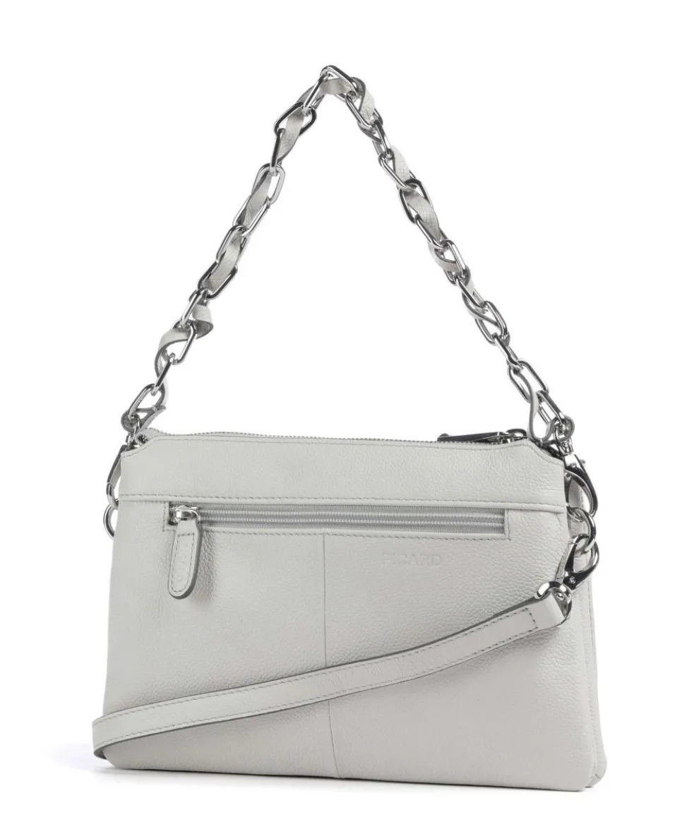 Sugar Pop Schultertasche genarbtes Rindsleder hellgrau