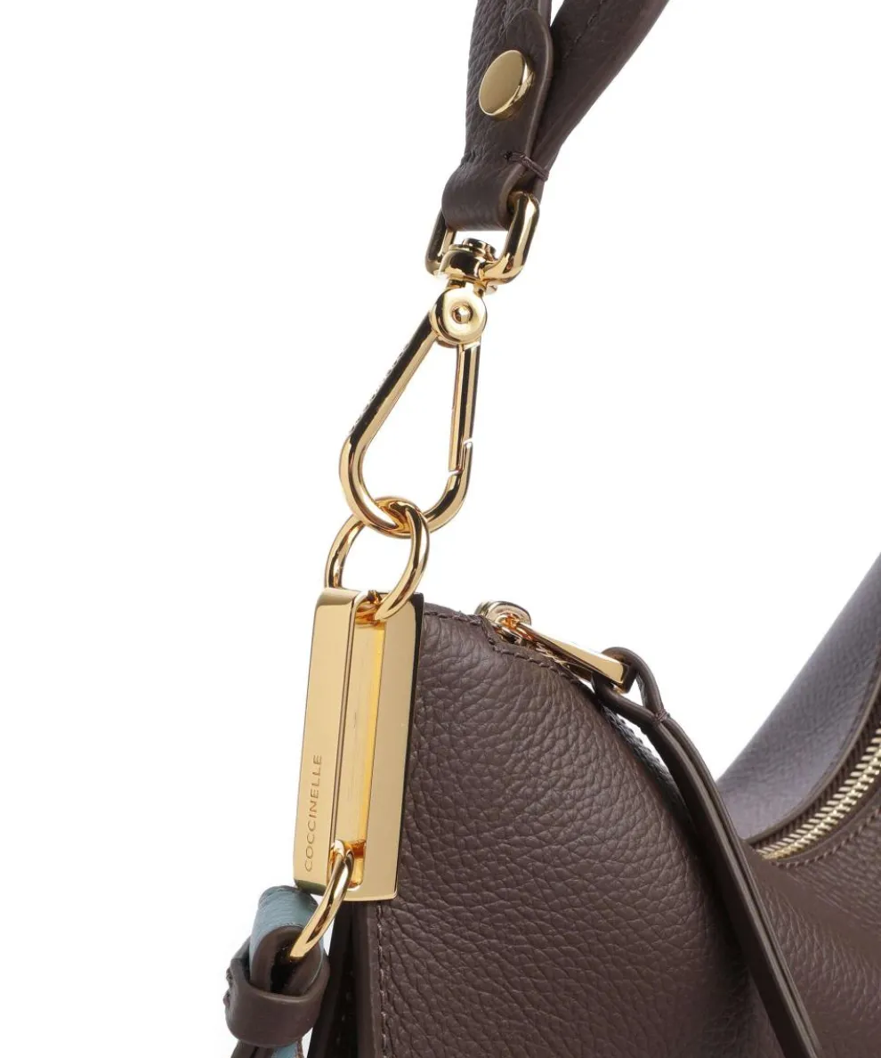 Sunup Beuteltasche genarbtes Leder dunkelbraun