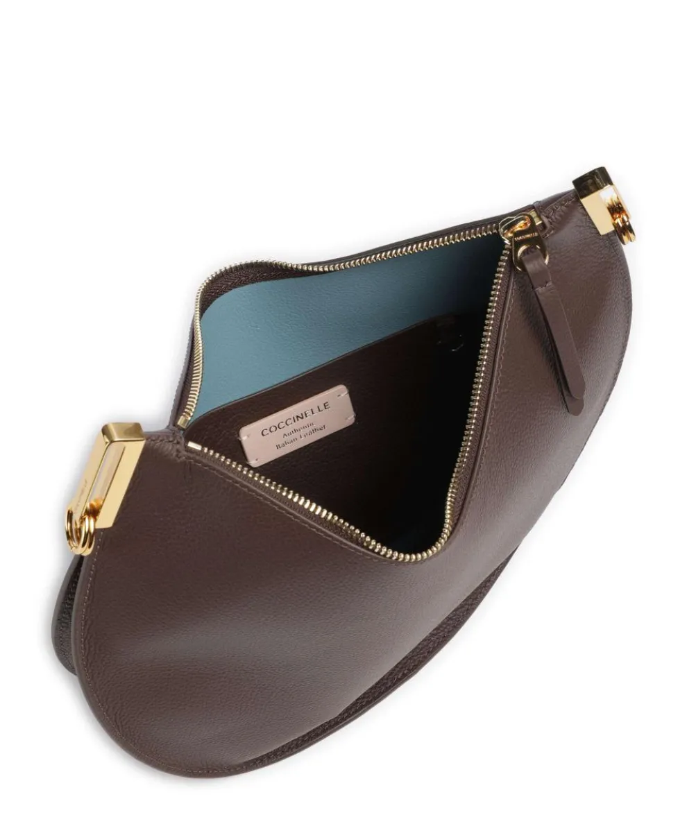 Sunup Beuteltasche genarbtes Leder dunkelbraun