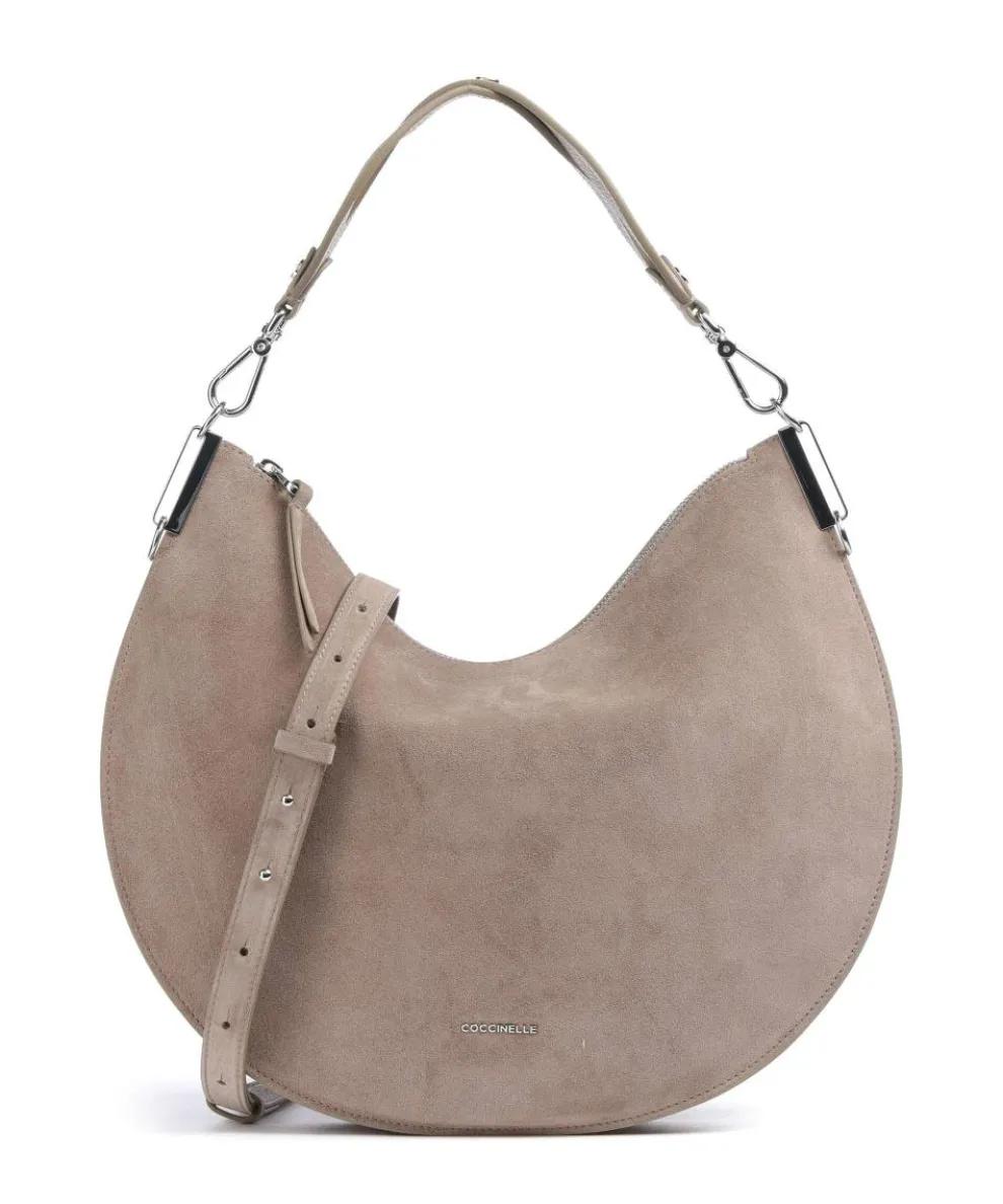 Sunup Suede Schultertasche aufgerautes Rindsleder taupe