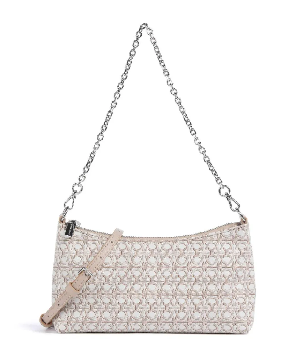 Aura Monogram Schultertasche Leder natur