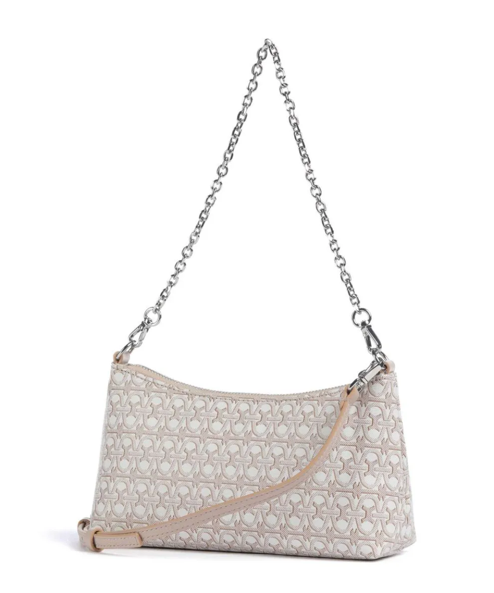 Aura Monogram Schultertasche Leder natur