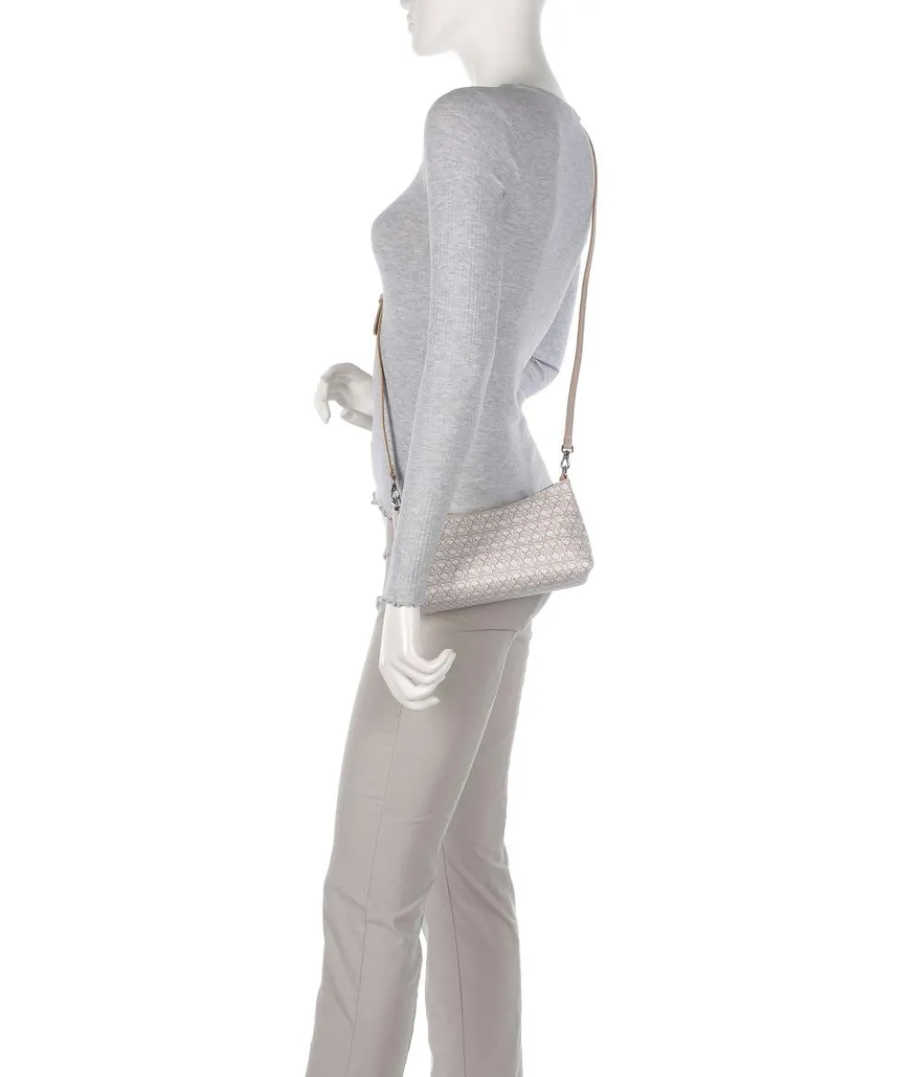 Aura Monogram Schultertasche Leder natur