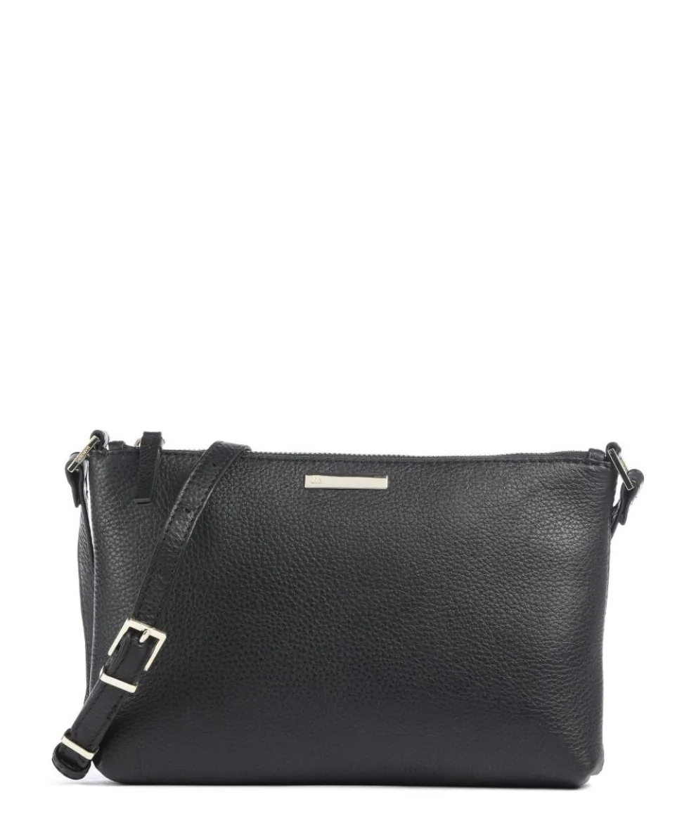 Tricial Umhängetasche genarbtes Rindsleder schwarz