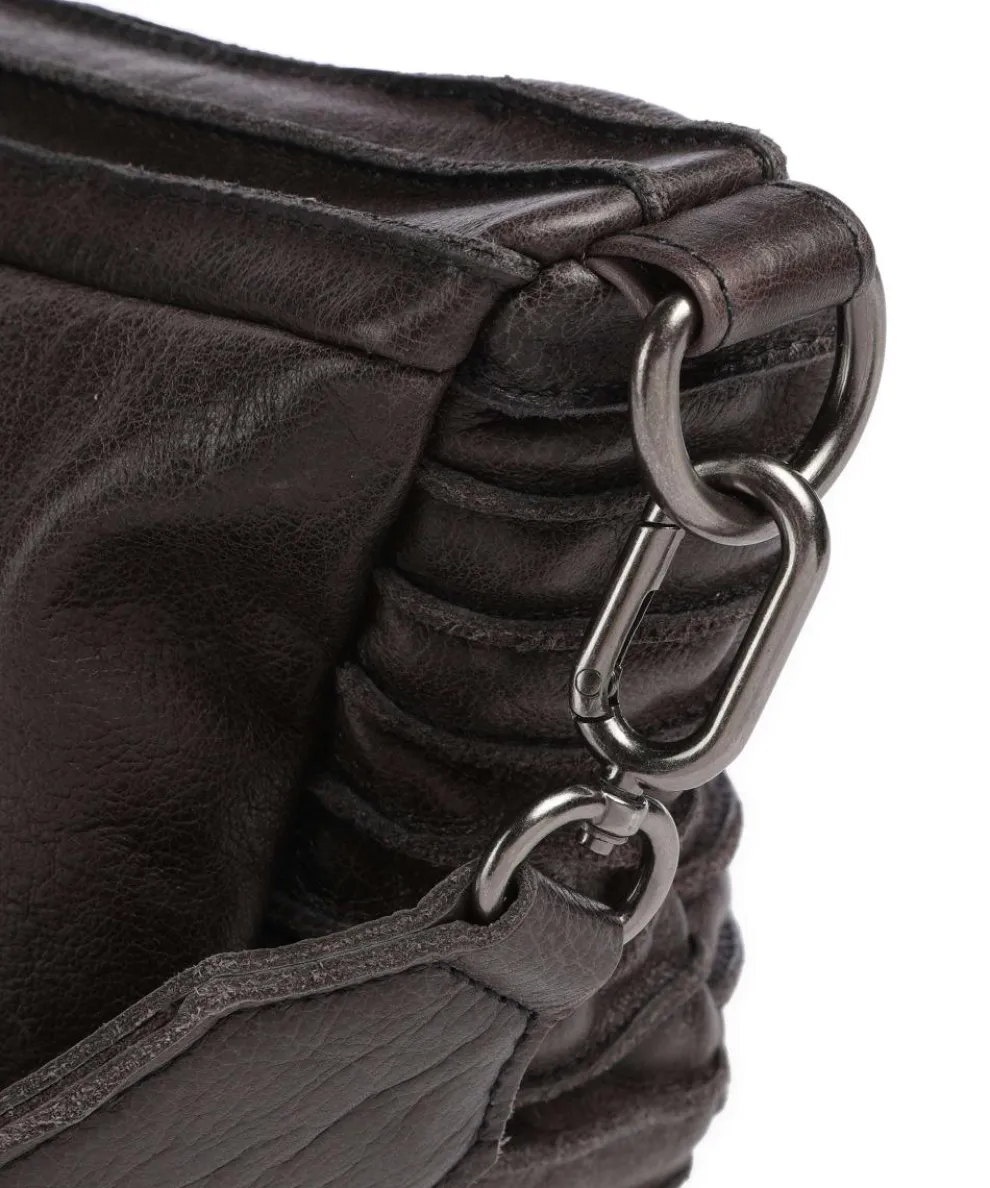 Check My Bag mini Umhängetasche genarbtes Leder dunkelbraun